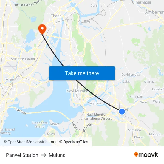 Panvel Station to Mulund map