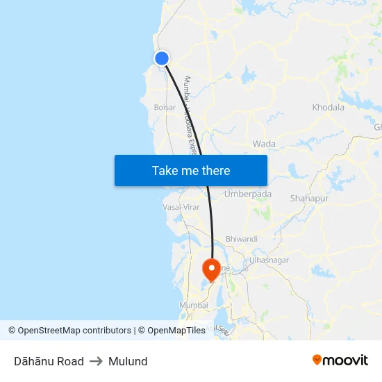 Dāhānu Road to Mulund map