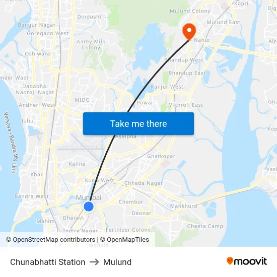 Chunabhatti Station to Mulund map