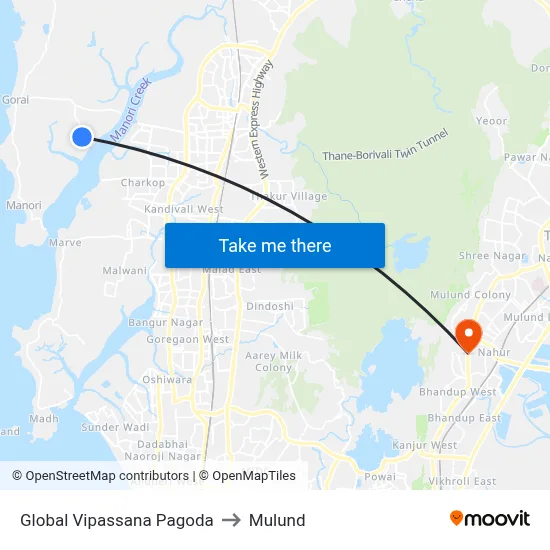 Global Vipassana Pagoda to Mulund map