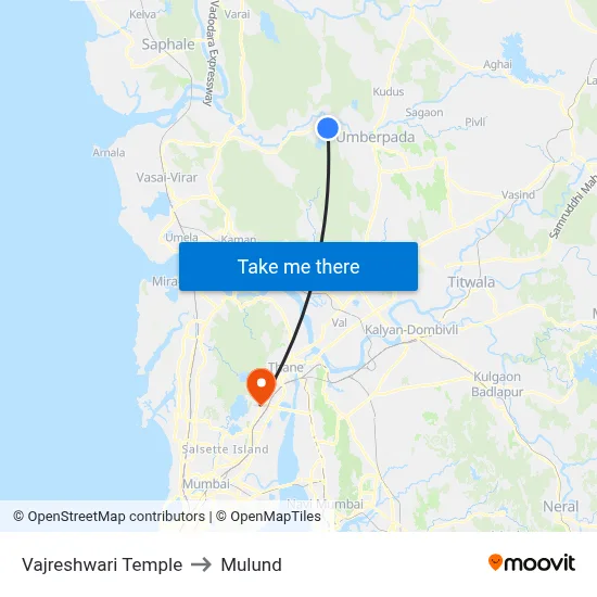 Vajreshwari Temple to Mulund map