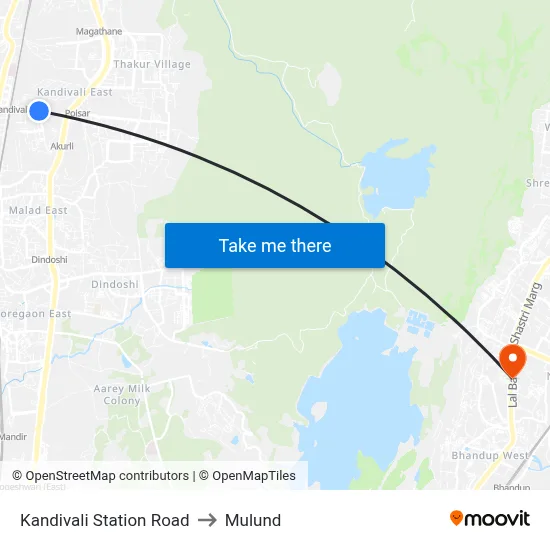 Kandivali Station Road to Mulund map