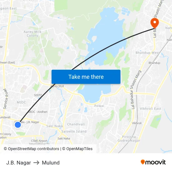 J.B. Nagar to Mulund map