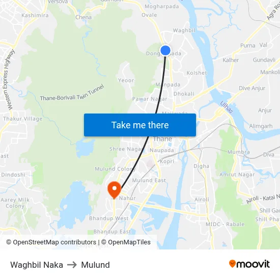 Waghbil Naka to Mulund map