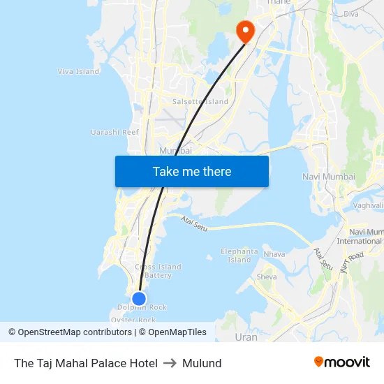 The Taj Mahal Palace Hotel to Mulund map
