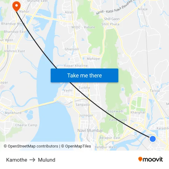 Kamothe to Mulund map