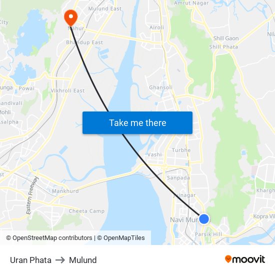 Uran Phata to Mulund map
