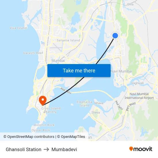 Ghansoli Station to Mumbadevi map