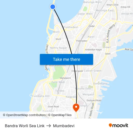 Bandra Worli Sea Link to Mumbadevi map
