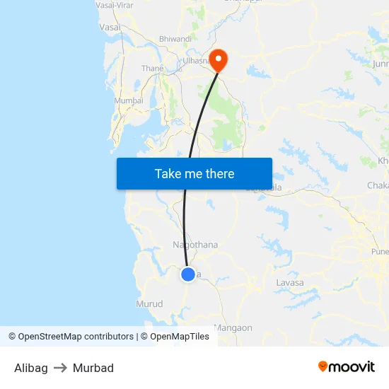 Alibag to Murbad map