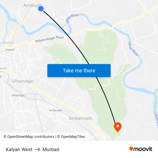 Kalyan West to Murbad map