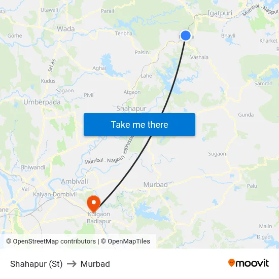 Shahapur (St) to Murbad map
