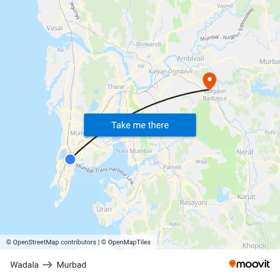 Wadala to Murbad map