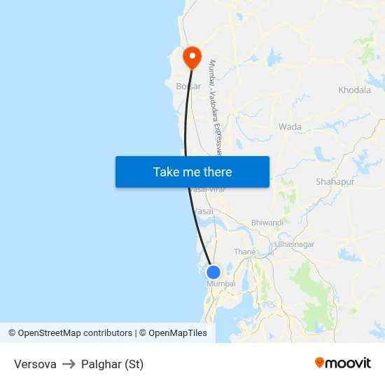 Versova to Palghar (St) map