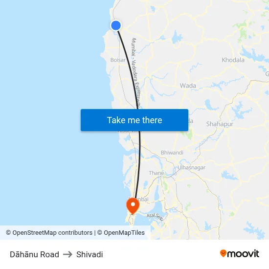 Dāhānu Road to Shivadi map