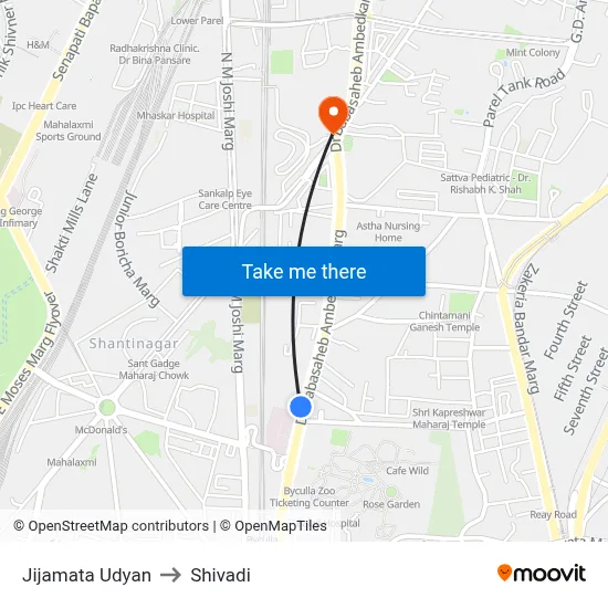 Jijamata Udyan to Shivadi map