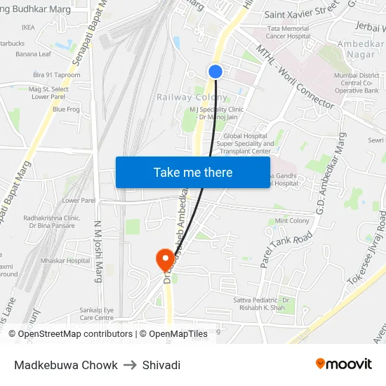 Madkebuwa Chowk to Shivadi map