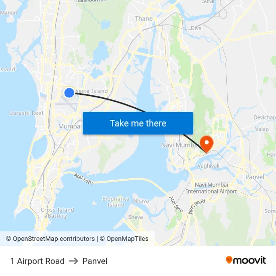 1 Airport Road to Panvel map