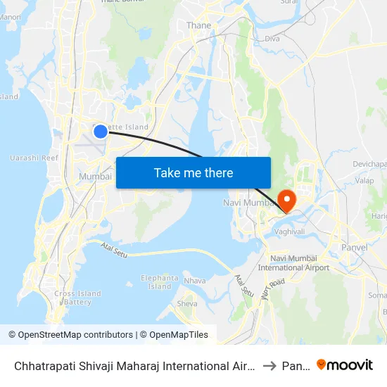 Chhatrapati Shivaji Maharaj International Airport (Sahar) to Panvel map