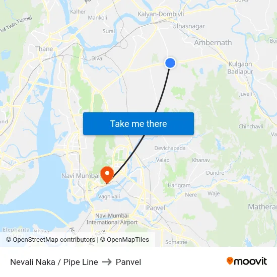 Nevali Naka / Pipe Line to Panvel map