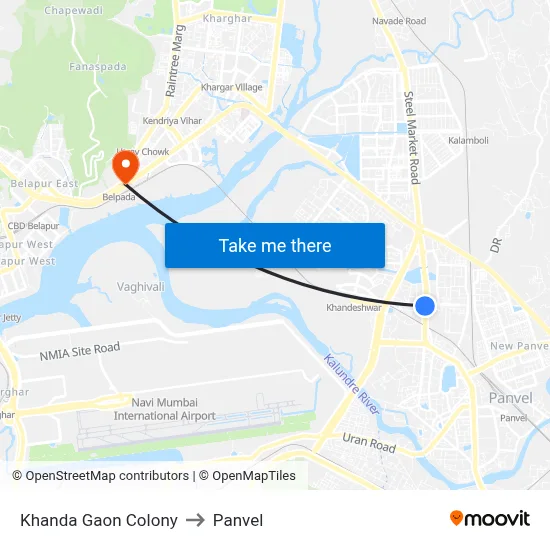 Khanda Gaon Colony to Panvel map