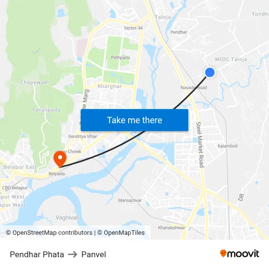 Pendhar Phata to Panvel map