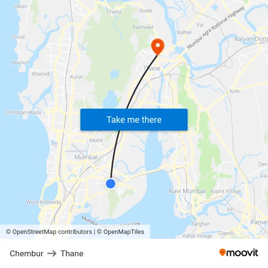 Chembur to Thane map
