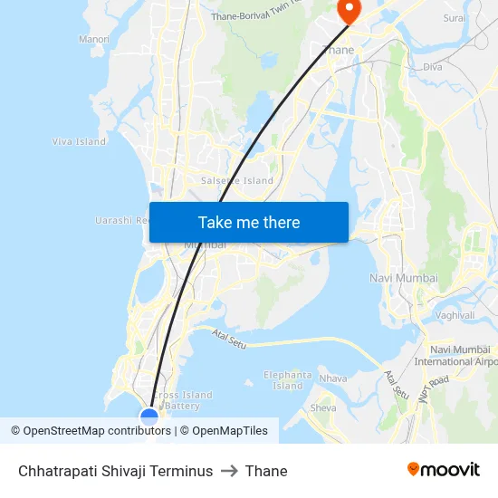 Chhatrapati Shivaji Terminus to Thane map