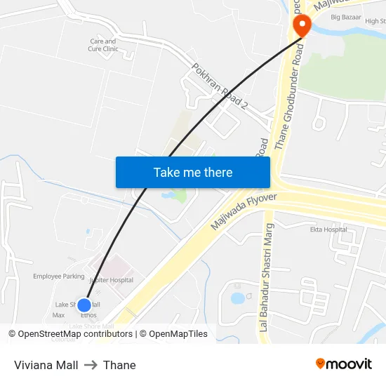 Viviana Mall to Thane map