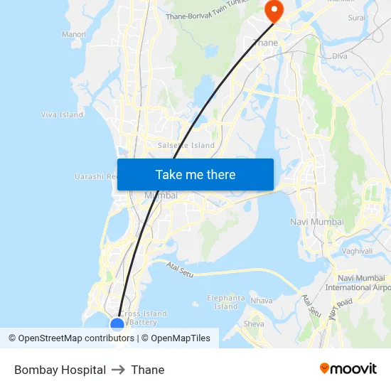 Bombay Hospital to Thane map