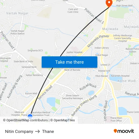 Nitin Company to Thane map
