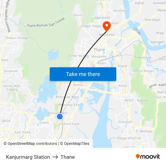 Kanjurmarg Station to Thane map