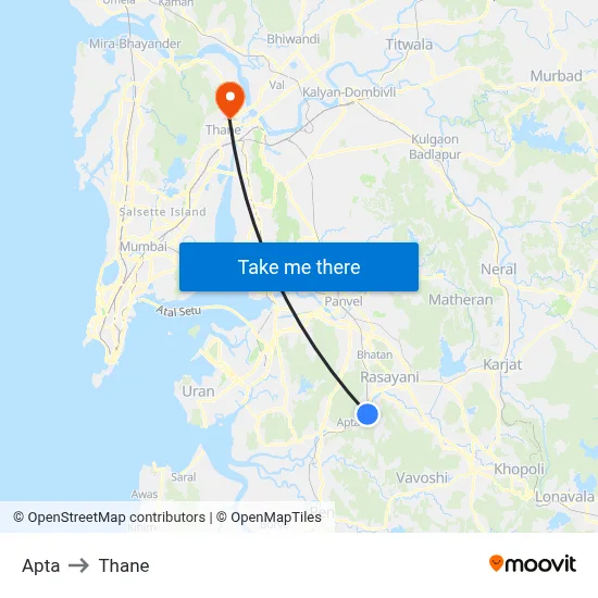 Apta to Thane map