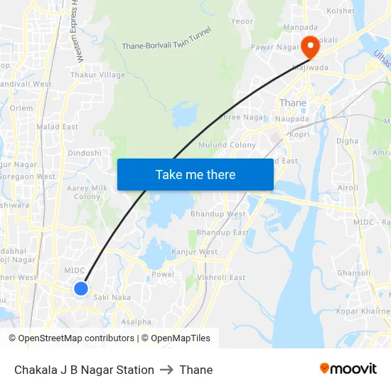 Chakala J B Nagar Station to Thane map