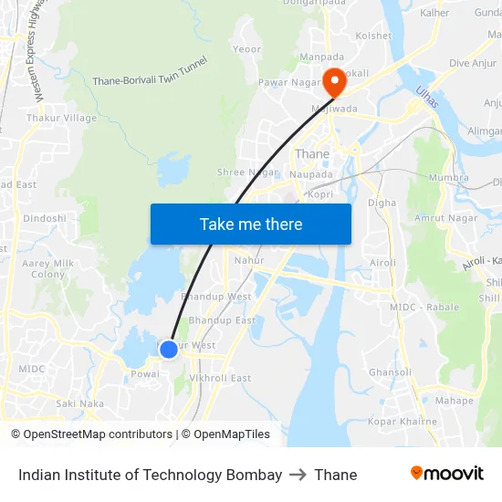 Indian Institute of Technology Bombay to Thane map