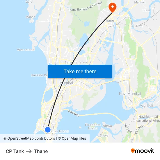 CP Tank to Thane map