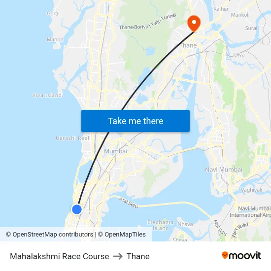 Mahalakshmi Race Course to Thane map