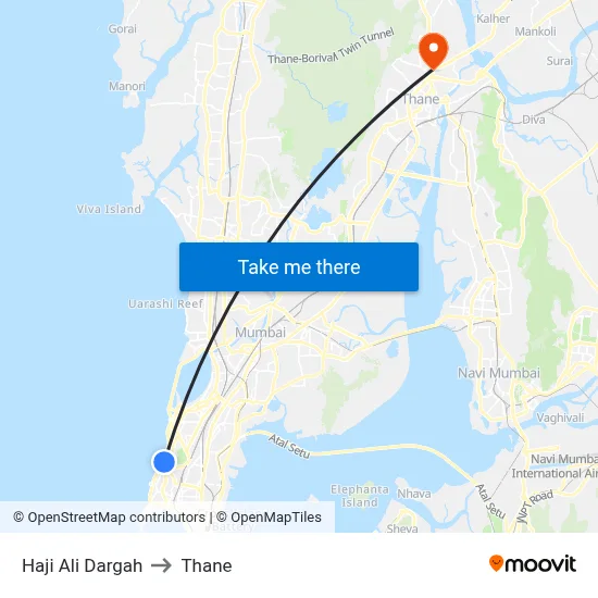 Haji Ali Dargah to Thane map