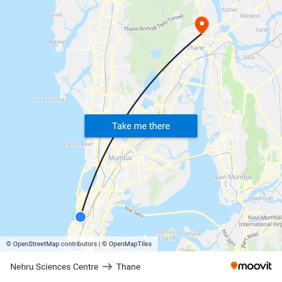 Nehru Sciences Centre to Thane map