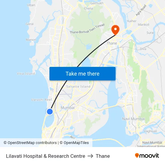 Lilavati Hospital & Research Centre to Thane map