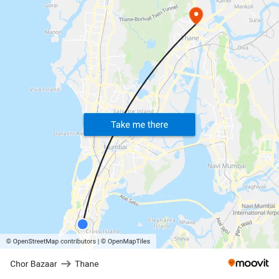 Chor Bazaar to Thane map