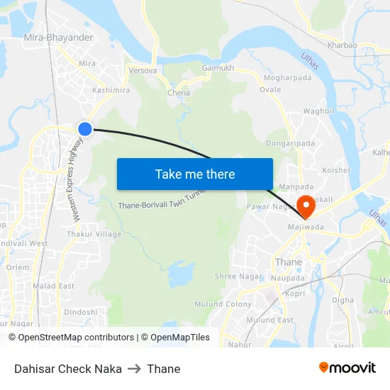 Dahisar Check Naka to Thane map