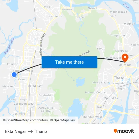 Ekta Nagar to Thane map