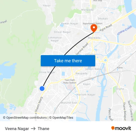 Veena Nagar to Thane map
