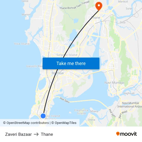 Zaveri Bazaar to Thane map