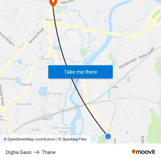 Digha Gaon to Thane map