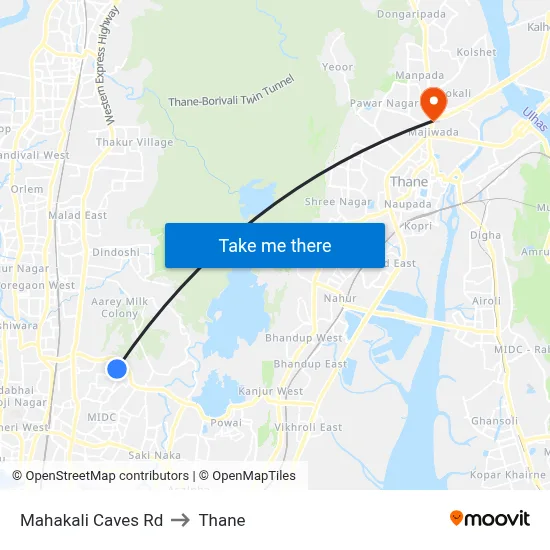 Mahakali Caves Rd to Thane map
