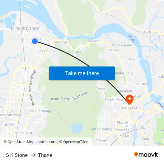 S K Stone to Thane map