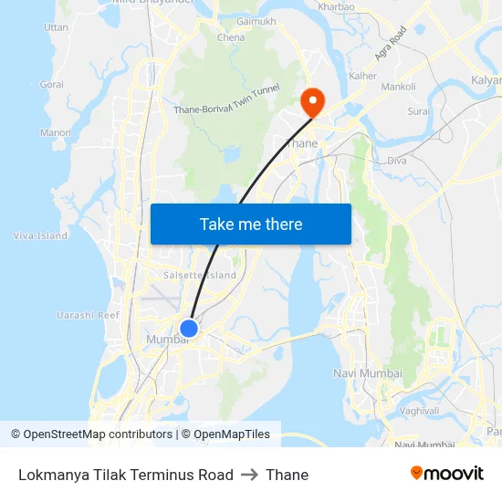 Lokmanya Tilak Terminus Road to Thane map