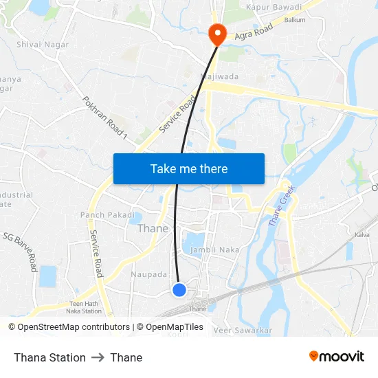 Thana Station to Thane map